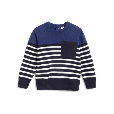 Boys Medium Blue Striped Pullover